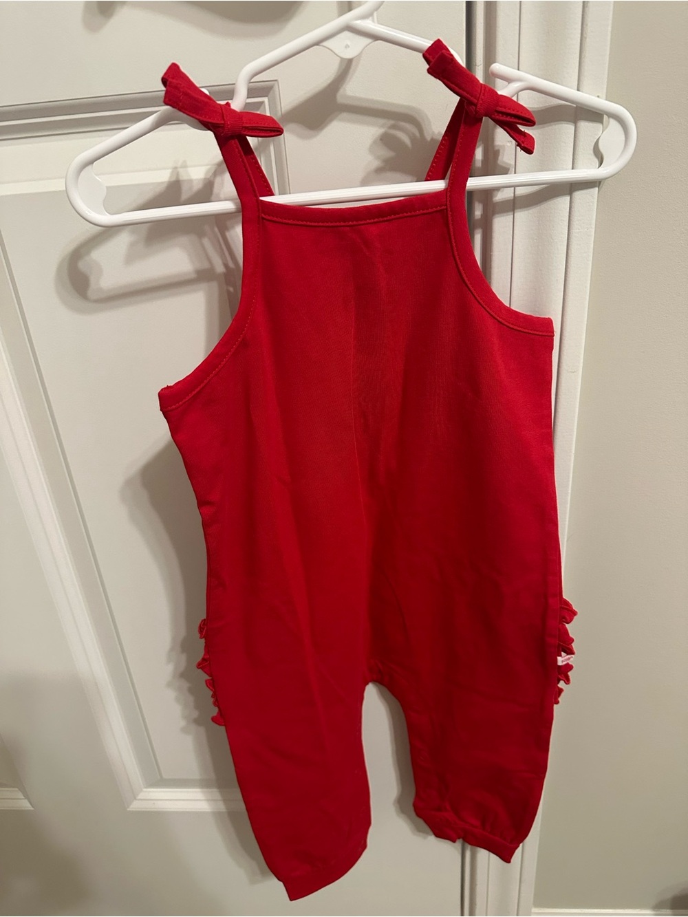 Ruffle Butts Red Tie-Shoulder Romper